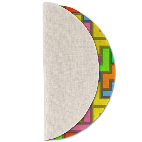 Tetromino Round Linen Placemats - HALF FOLDED (single sided)