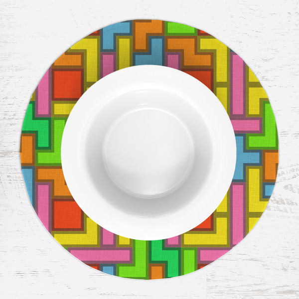 Tetromino Round Linen Placemats - LIFESTYLE (single)