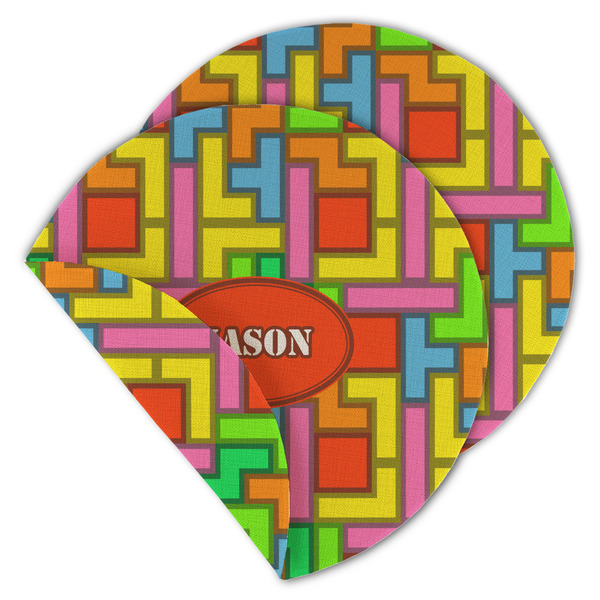 Custom Tetromino Round Linen Placemat - Double Sided - Set of 4 (Personalized)