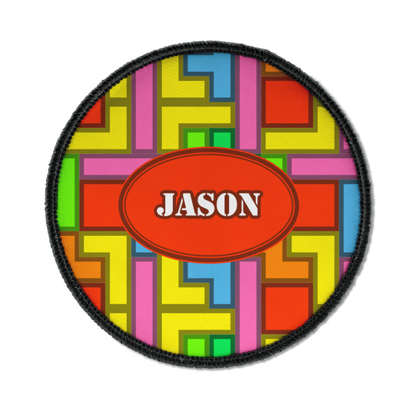 Custom Tetromino Iron On Round Patch w/ Name or Text