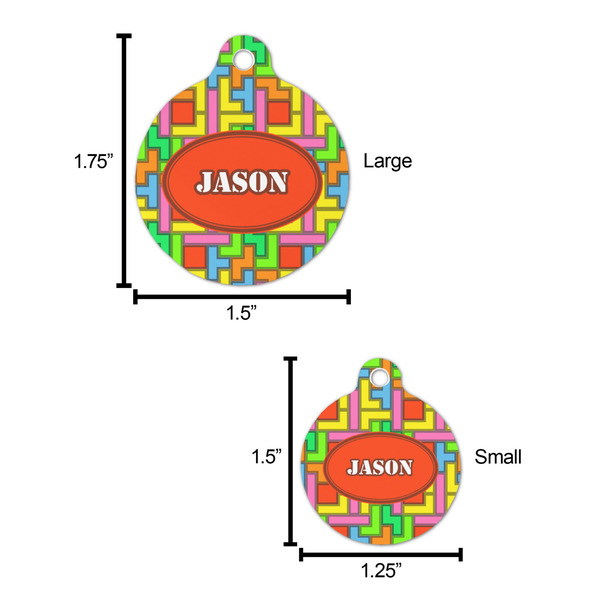 Tetromino Round Pet ID Tag - Large - Comparison Scale