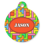 Tetromino Round Pet ID Tag - Large (Personalized)