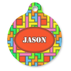 Tetromino Round Pet ID Tag (Personalized)