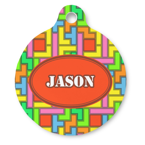 Custom Tetromino Round Pet ID Tag (Personalized)