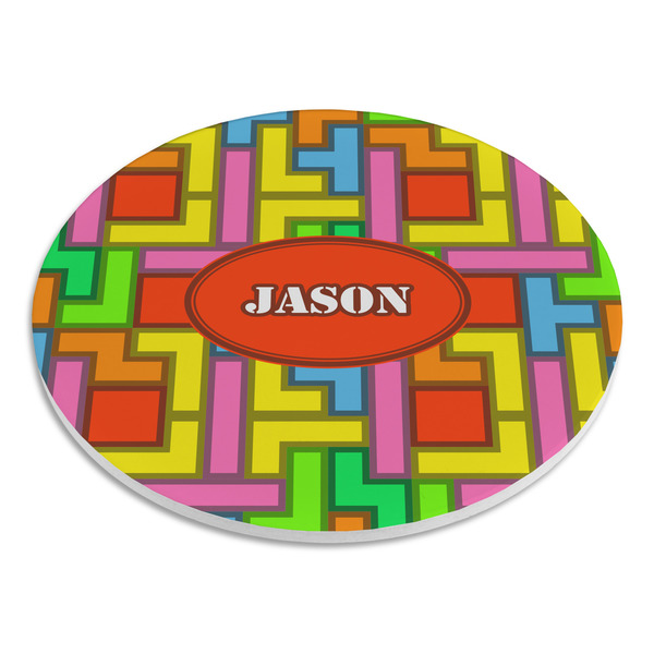 Tetromino Round Stone Trivet - Angle View