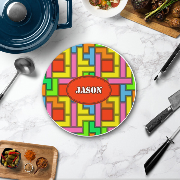 Tetromino Round Stone Trivet - In Context View