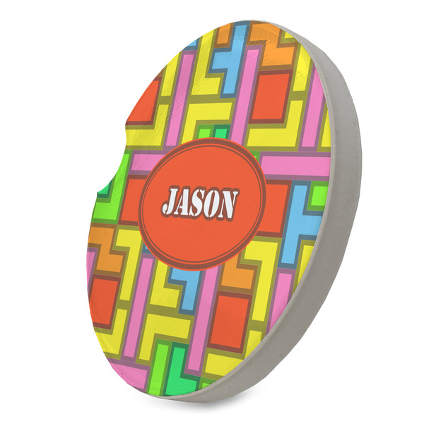 Tetromino Sandstone Car Coaster - STANDING ANGLE