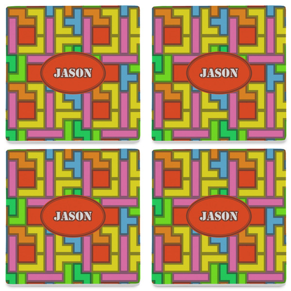 Tetromino Set of 4 Sandstone Coasters - See All 4 View