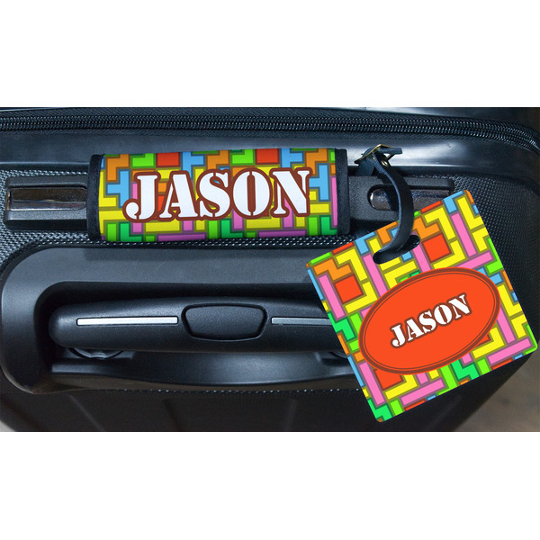 Tetromino Square Luggage Tag & Handle Wrap - In Context