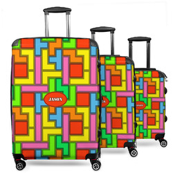 Tetromino 3 Piece Luggage Set - 20" Carry On, 24" Medium Checked, 28" Large Checked (Personalized)