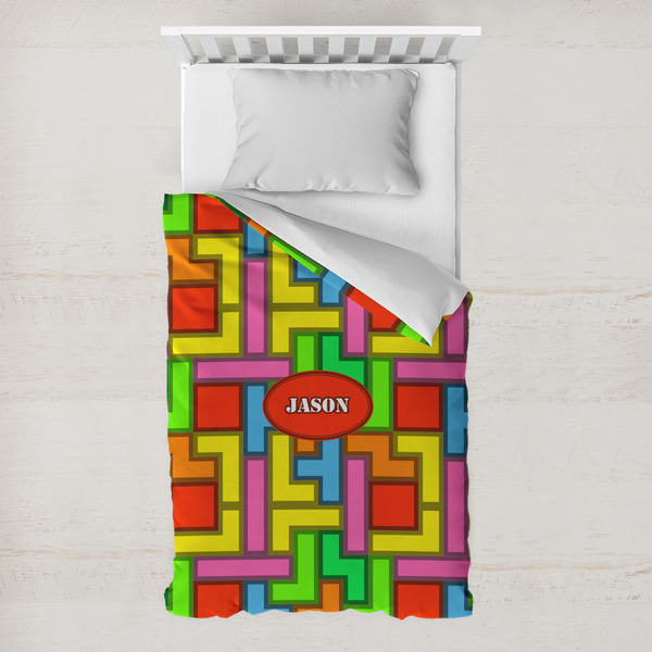 Custom Tetromino Toddler Duvet Cover w/ Name or Text