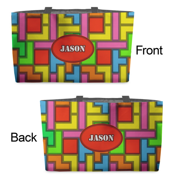 Tetromino Tote w/Black Handles - Front & Back Views