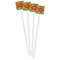 Tetromino White Plastic Stir Stick - Double Sided - Square - Front
