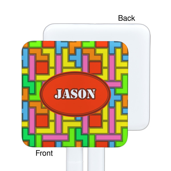 Tetromino White Plastic Stir Stick - Single Sided - Square - Approval