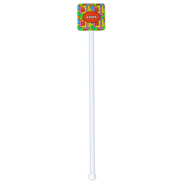 Tetromino White Plastic Stir Stick - Single Sided - Square - Single Stick