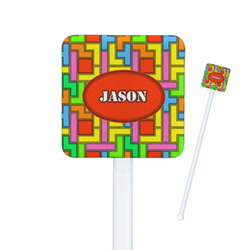 Tetromino Square Plastic Stir Sticks - Double Sided (Personalized)