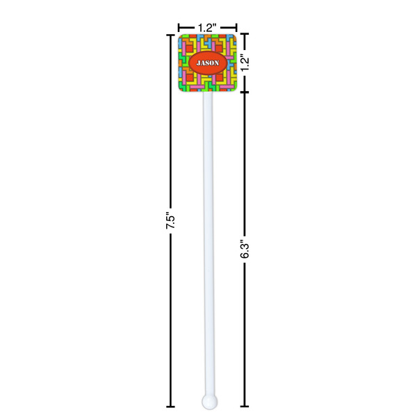 Tetromino White Plastic Stir Stick - Square - Dimensions