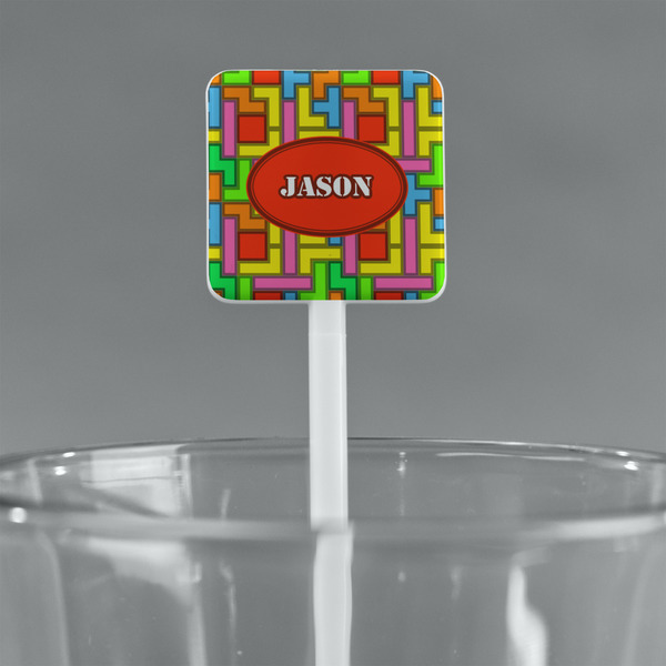 Tetromino White Plastic Stir Stick - Square - Main