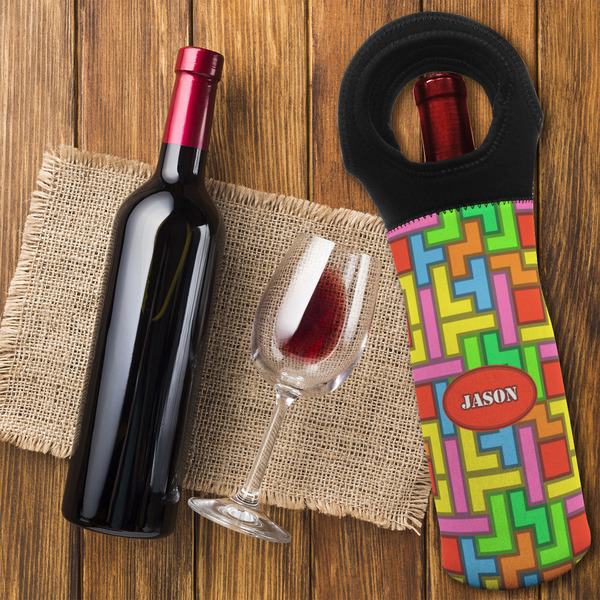 Tetromino Wine Tote Bag - FLATLAY