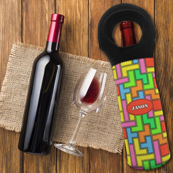 Tetromino Wine Tote Bag - FLATLAY