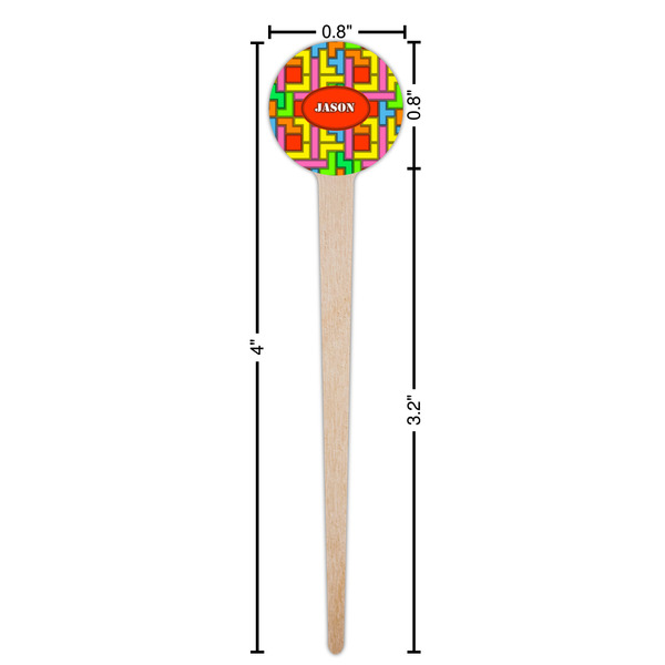 Tetromino Wooden 4" Food Pick - Round - Dimensions