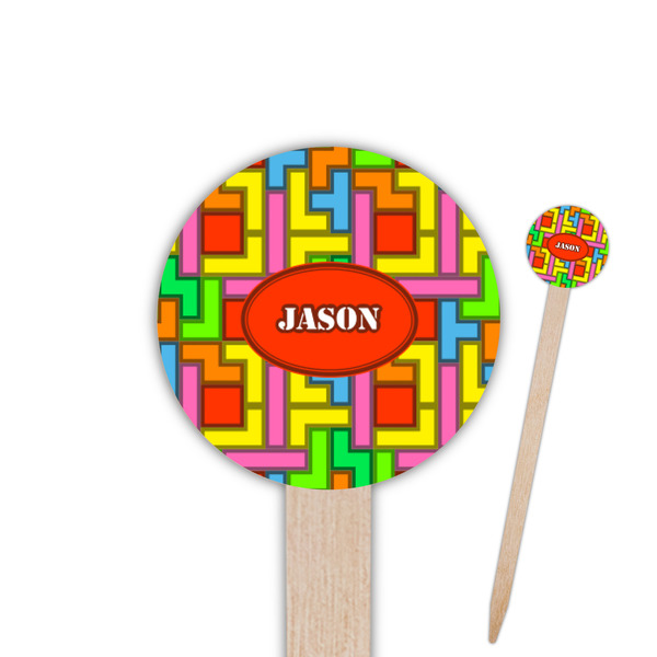 Custom Tetromino Round Wooden Food Picks (Personalized)