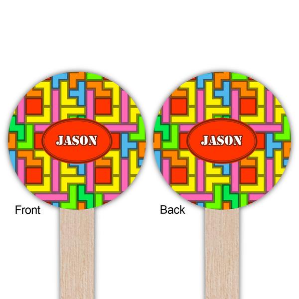 Tetromino Wooden 6" Food Pick - Round - Double Sided - Front & Back