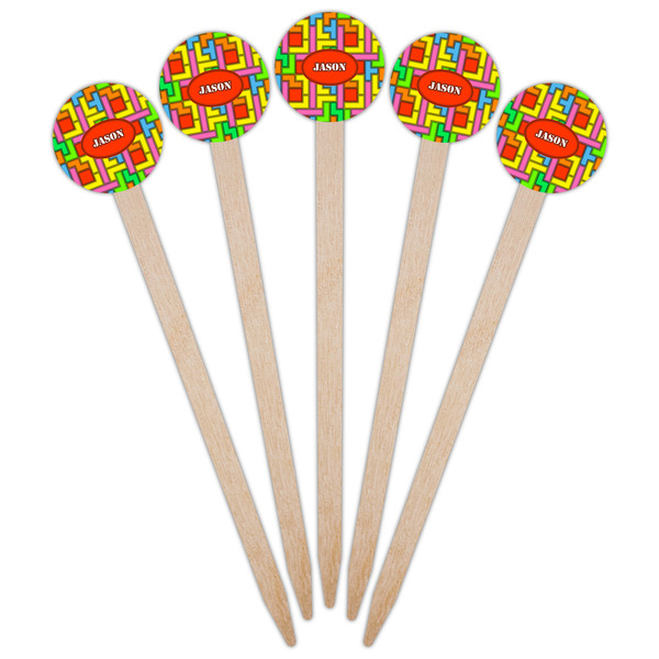 Tetromino Wooden 6" Food Pick - Round - Fan View