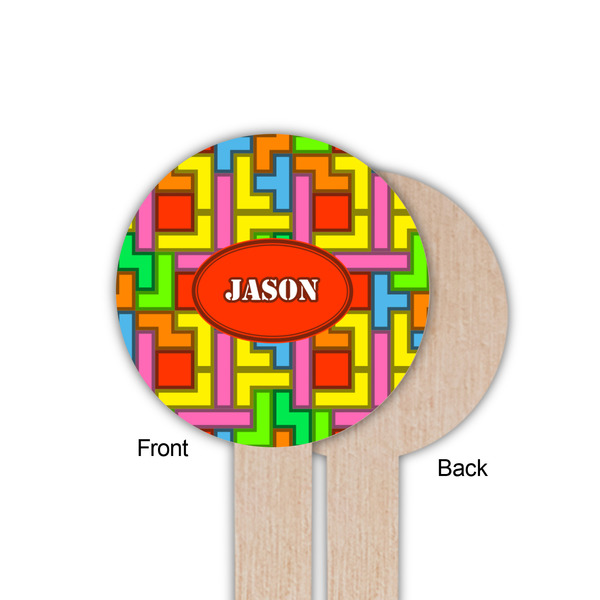 Tetromino Wooden 6" Food Pick - Round - Single Sided - Front & Back
