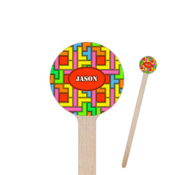 Tetromino 6" Round Wooden Stir Sticks - Double Sided (Personalized)