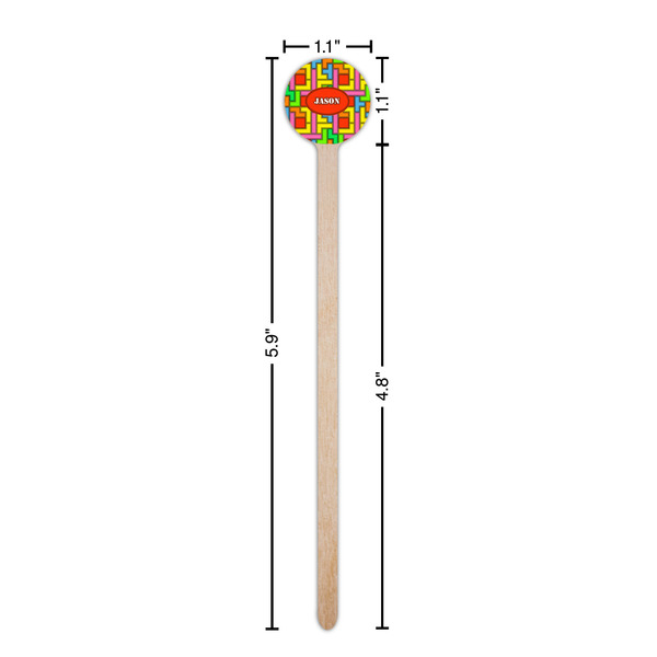 Tetromino Wooden 6" Stir Stick - Round - Dimensions