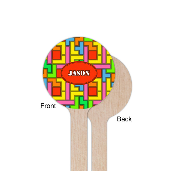 Tetromino Wooden 6" Stir Stick - Round - Single Sided - Front & Back