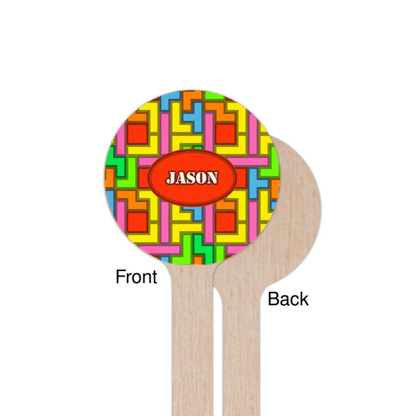 Tetromino Wooden 7.5" Stir Stick - Round - Single Sided - Front & Back
