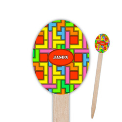 Tetromino Oval Wooden Food Picks - Single Sided (Personalized)