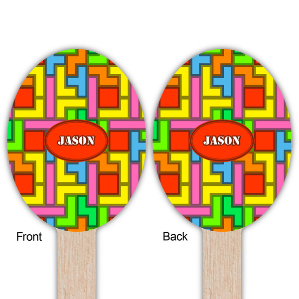 Tetromino Wooden Food Pick - Oval - Double Sided - Front & Back