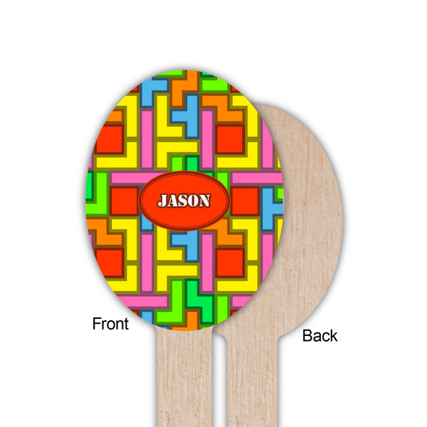 Tetromino Wooden Food Pick - Oval - Single Sided - Front & Back