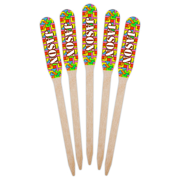 Tetromino Wooden Food Pick - Paddle - Fan View