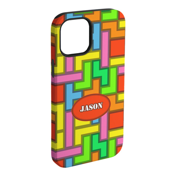 Custom Tetromino iPhone Case - Rubber Lined (Personalized)
