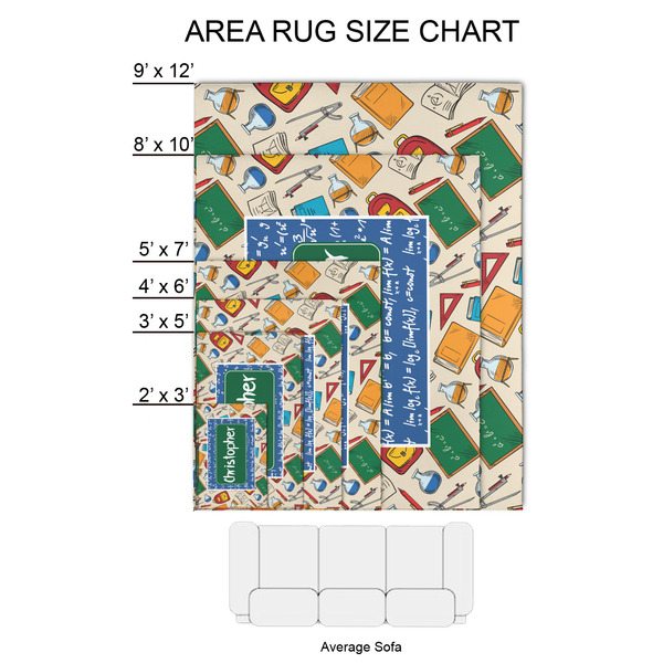 Math Lesson 2'x3' Indoor Area Rugs - Size Chart