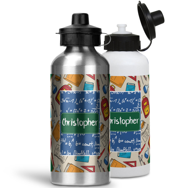 Math Lesson Aluminum Water Bottles - MAIN (white &silver)