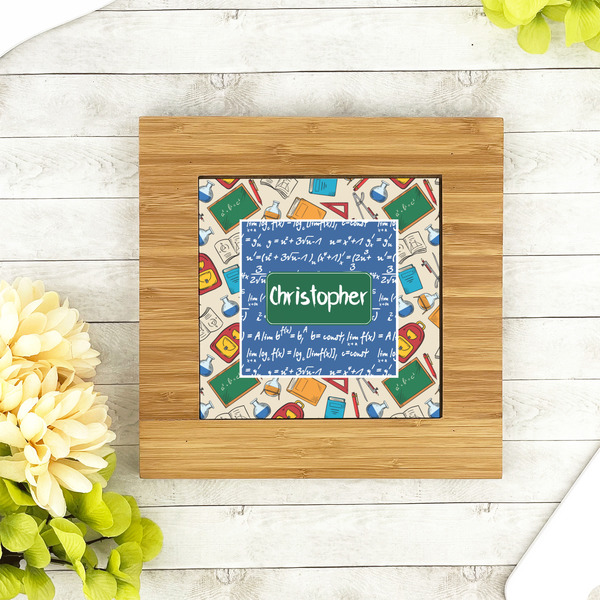 Math Lesson Bamboo Trivet with 6" Tile - LIFESTYLE