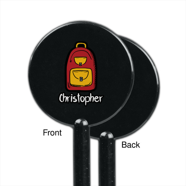 Math Lesson Black Plastic 5.5" Stir Stick - Single Sided - Round - Front & Back