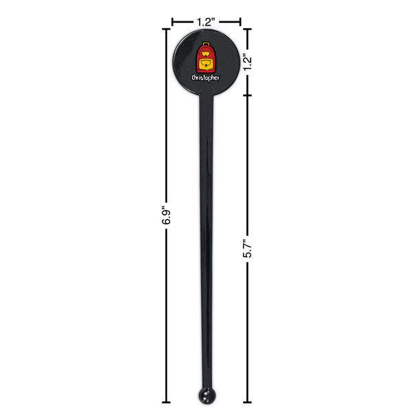 Math Lesson Black Plastic 7" Stir Stick - Round - Dimensions