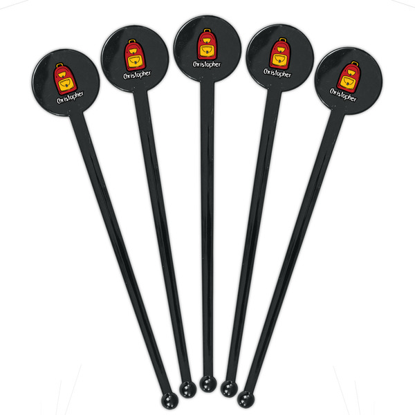 Math Lesson Black Plastic 7" Stir Stick - Round - Fan View