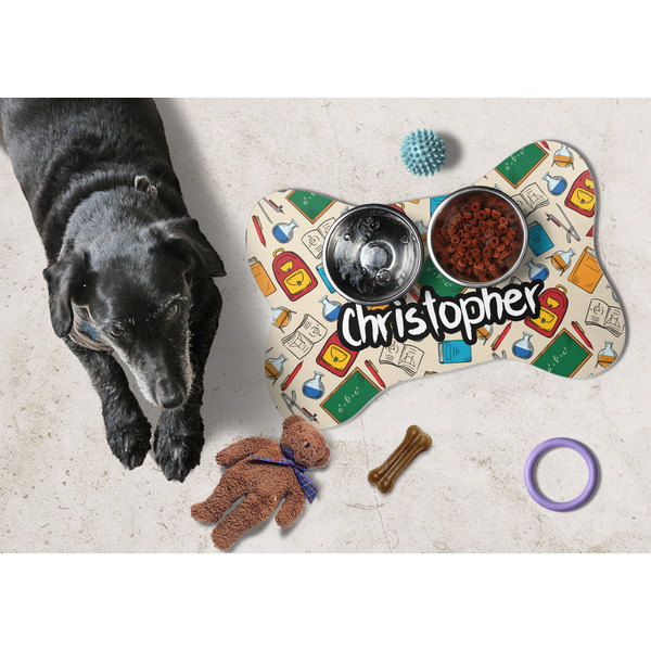 Math Lesson Bone Shaped Mat w/ Food & Water