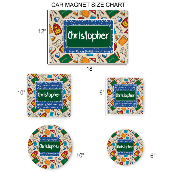 Math Lesson Car Magnets - SIZE CHART