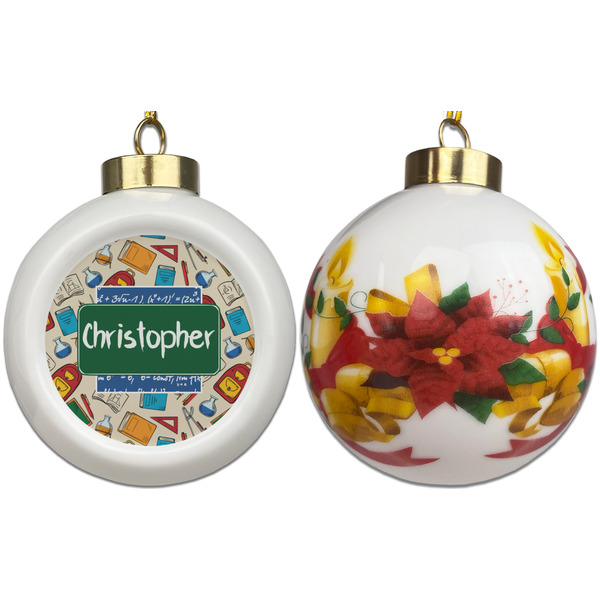 Math Lesson Ceramic Christmas Ornament - Poinsettias (APPROVAL)