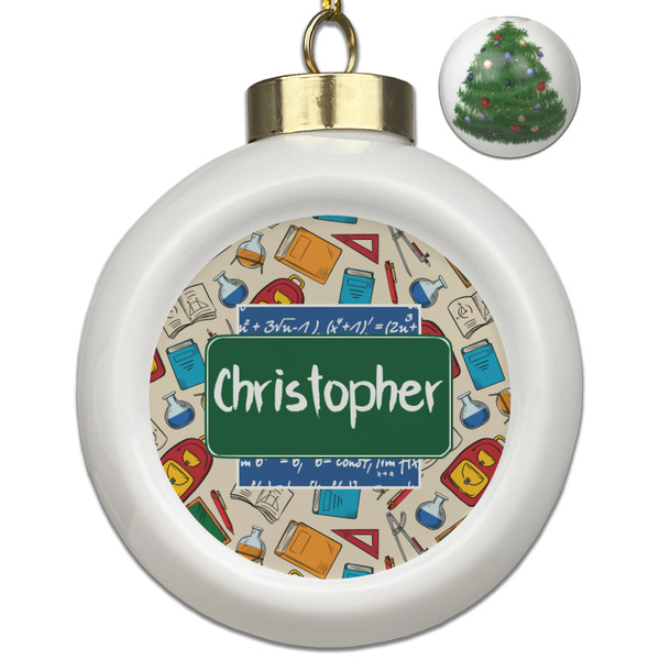 Custom Math Lesson Ceramic Ball Ornament - Christmas Tree (Personalized)