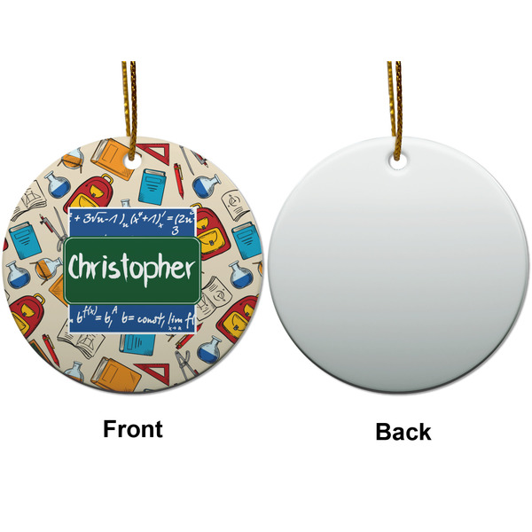 Math Lesson Ceramic Flat Ornament - Circle Front & Back (APPROVAL)