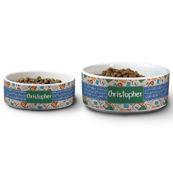 Math Lesson Ceramic Dog Bowls - Size Comparison